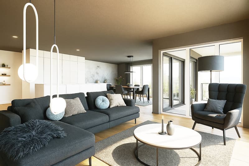 Neubau-Eigentumswohnung, 3.5 Zimmer mit Sitzplatz und Grünfläche in Gommiswald (4)