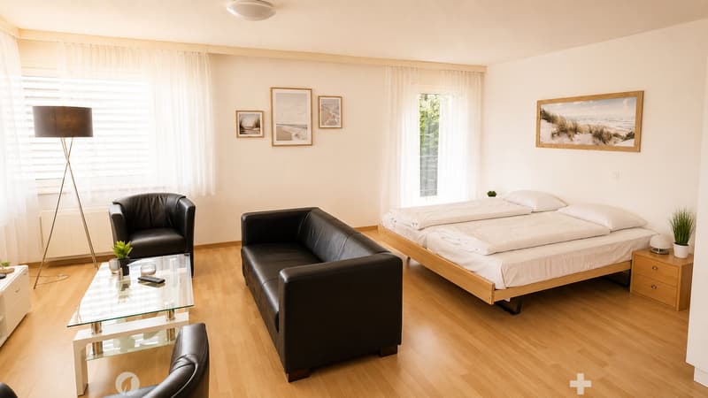 Möbliert wohnen im Herzen von Biel – 40 m², Balkon, Klima & Sauna (4)