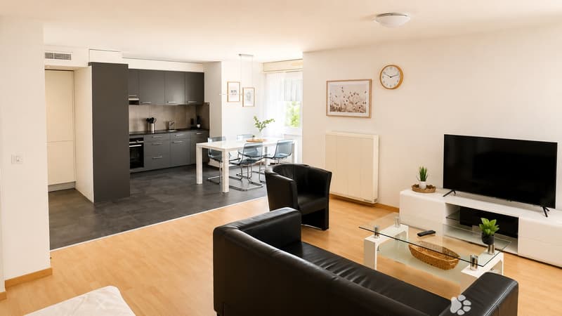 Möbliert wohnen im Herzen von Biel – 40 m², Balkon, Klima & Sauna (2)