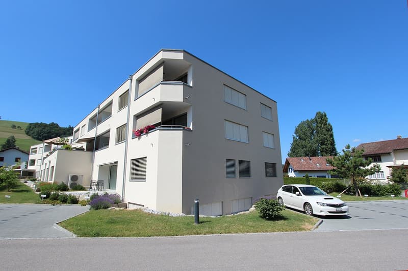 4 story house, white exterior, balconies, white car in driveway