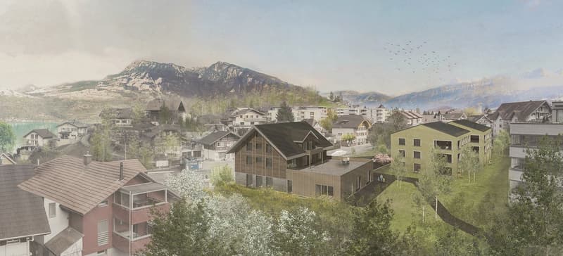 Visualisierung: Westansicht Neubauprojekt Thunstrasse Spiez