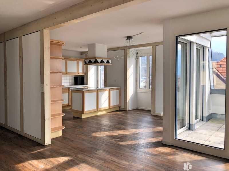 Grosszügige 3.5-Zimmer-Dachwohnung mit Terrasse und Bergsicht (2)