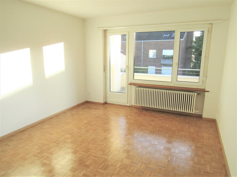 empty room, wooden floor, white walls, glass door, windows, radiator