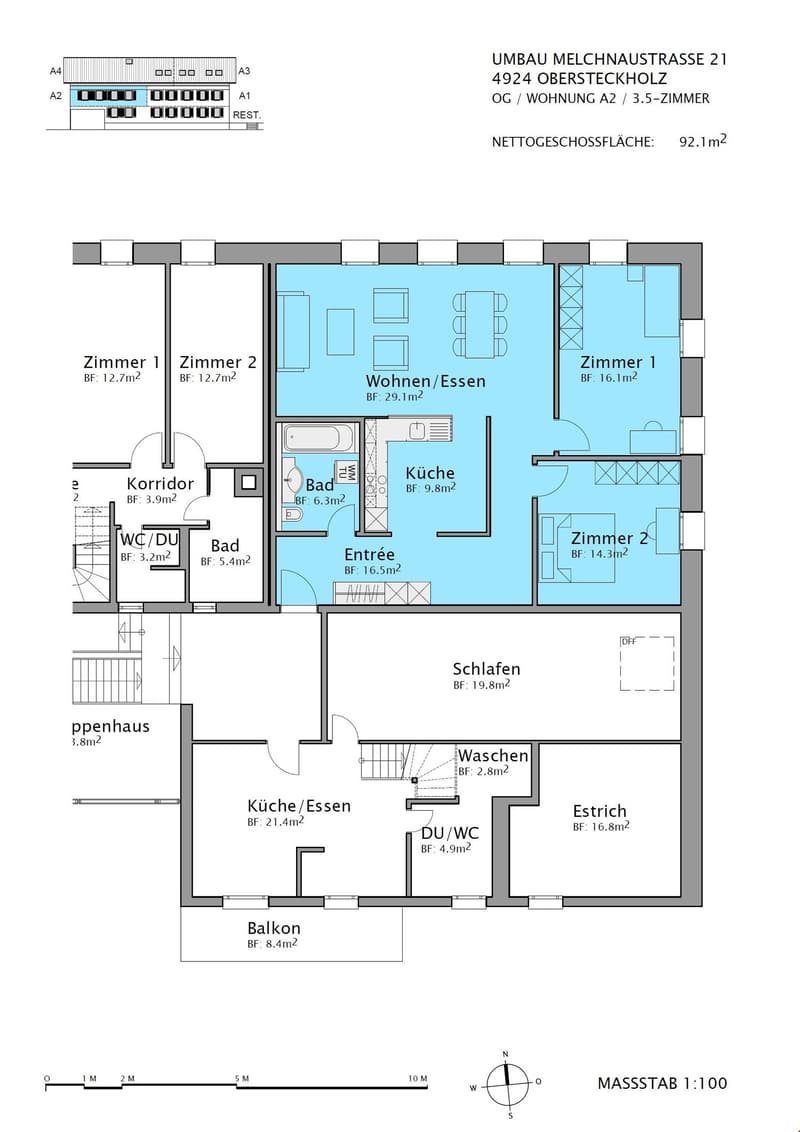1st floor, living room, kitchen/dining, 2 bedrooms, 2 bathrooms, corridor, entrance, storage, balcony, washroom, attic, washing machine area