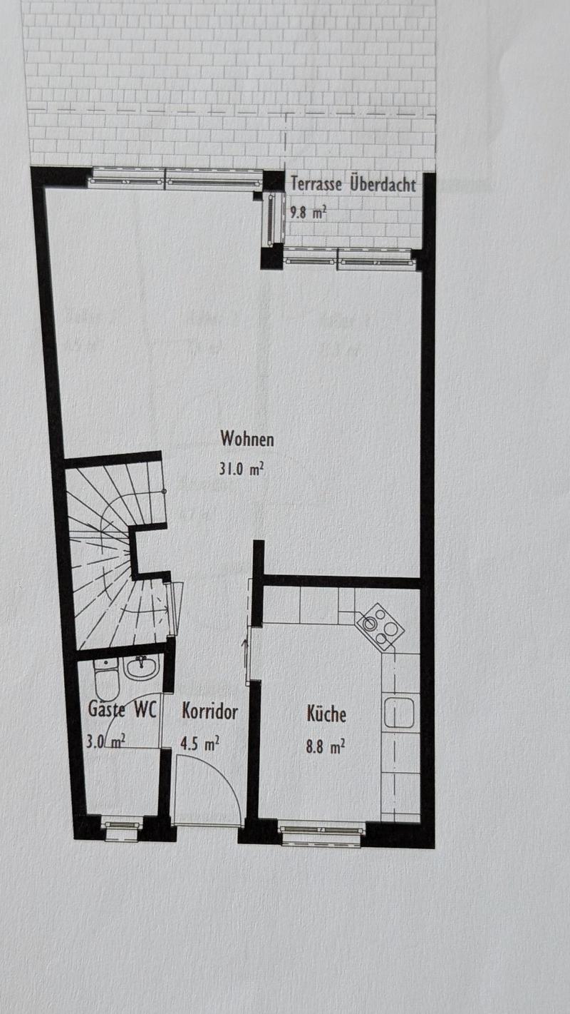 Living room, kitchen, 1 bedroom, bathroom, corridor, terrace