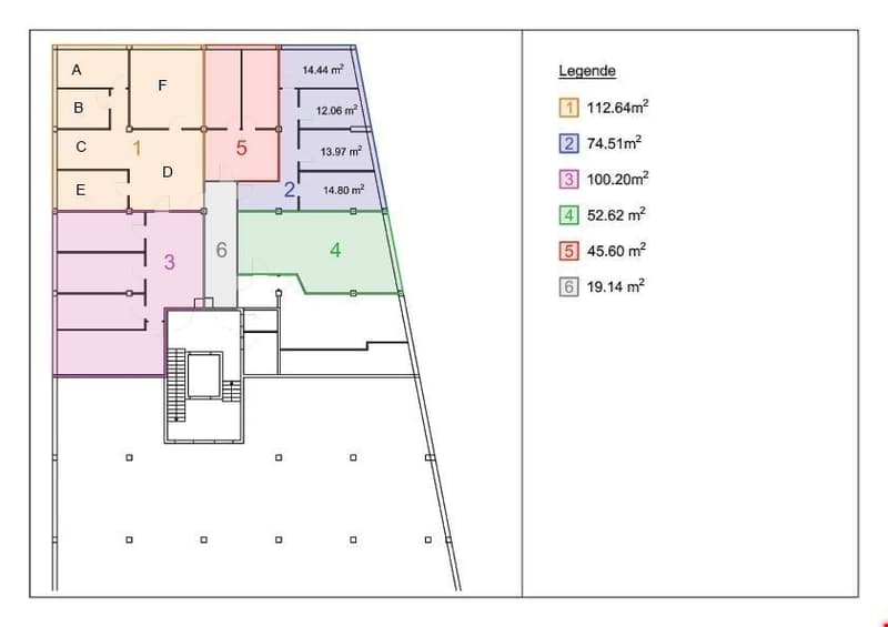 Floor plan with labeled rooms and areas