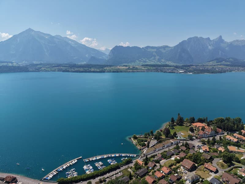 Incantevole appartamento mansardato di 4 locali con vista mozzafiato sul lago e le montagne a Oberhofen am Thunersee (1)