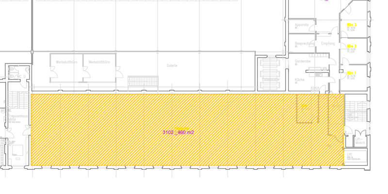 2 workshop areas, a gallery area, stair area, 3 separate entrances, kitchen, storage