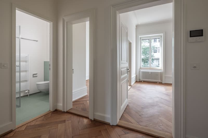 Elegantly renovated old building apartment with balcony and green inner courtyard oasis (5)
