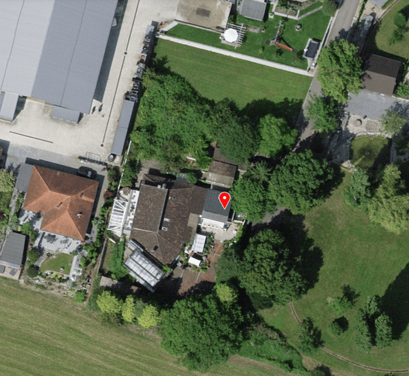 House with a swimming pool, balcony, and a large garden