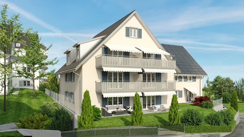 Appartement 3.5 pièces au rez-de-chaussée avec 82m2, balcon 14m2, espace de séjour 12m2, exposé au sud (4)