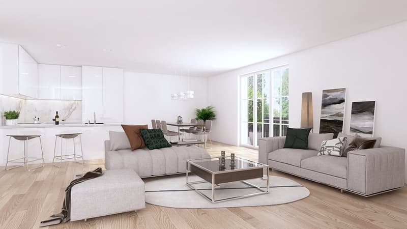 Appartement 3.5 pièces au rez-de-chaussée avec 82m2, balcon 14m2, espace de séjour 12m2, exposé au sud (2)