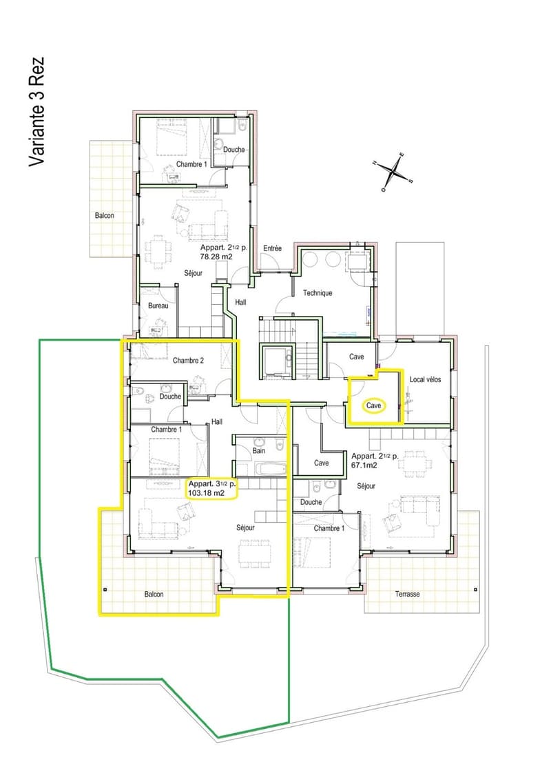 Plan Rez 3 1/2 pièces