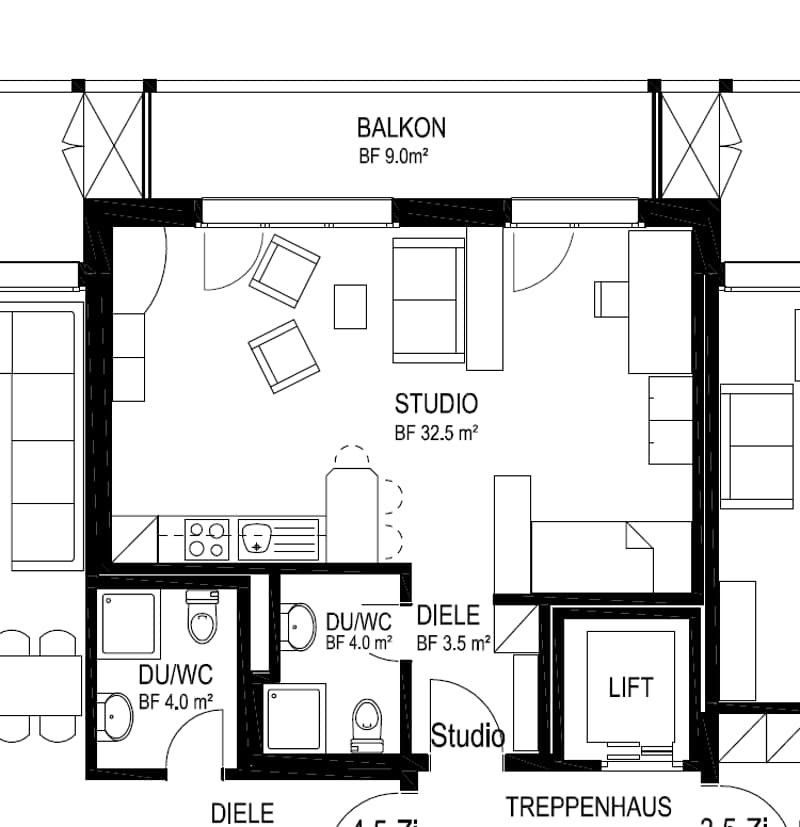Appartamento loft moderno 1.0 vani con area di seduta (6)