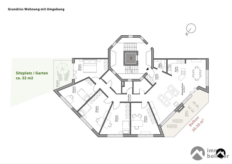 Appartamento unico in città - Ottagono con balcone e giardino (11)