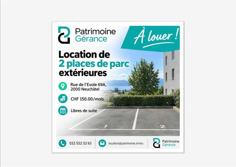 À LOUER - 2 PLACES DE PARC EXTÉRIEURES À NEUCHÂTEL (1)