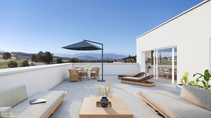 5,5 locali nuovo appartamento di 131m2, terrazza Sud-Est di 95m2, vista delle Alpi (2)