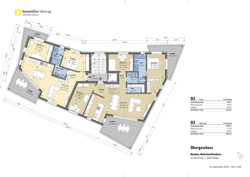 Loggia, W/C/HW, WC/DU, Bad, Kitchen, Living room, Entrance, Bedroom, Storage