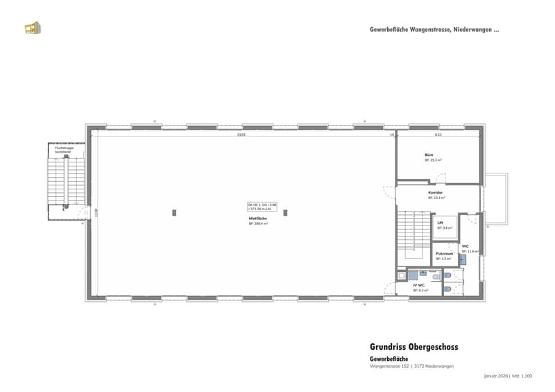 Floor plan of a building showing various rooms including offices, storage, and a utility room