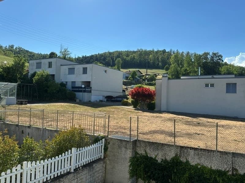 Aussicht vom Balkon Richtung Wald (Westen)