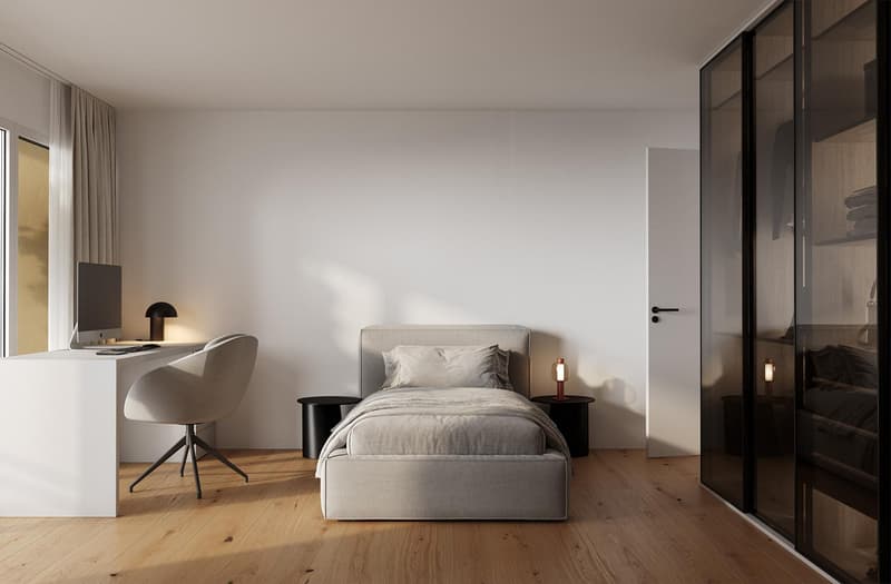 Schlafzimmer mit Gartenblick (Visualisierung)
