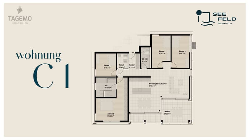 Grundrissplan Wohnung C 1