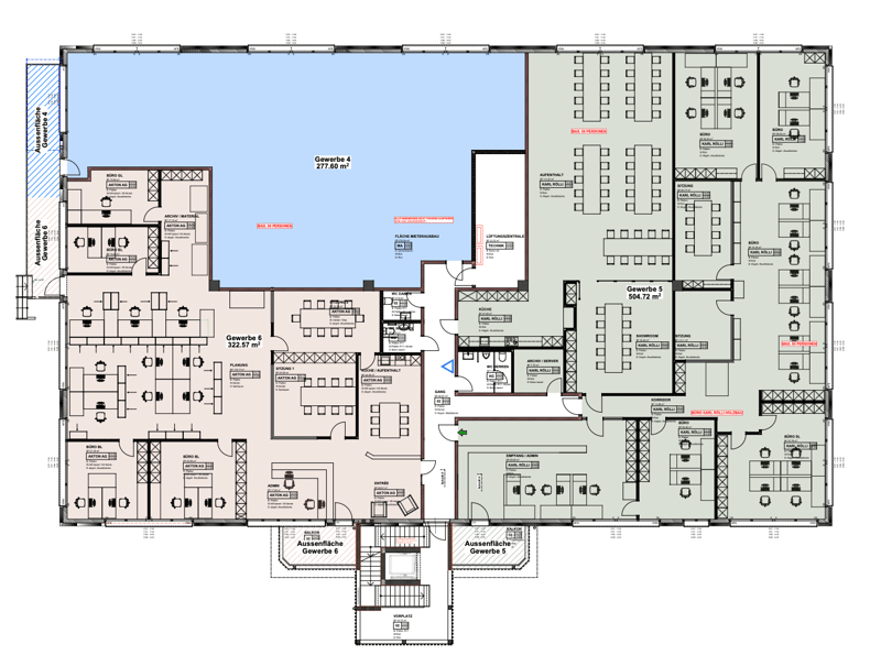 Grundrissplan (1. OG) Gewerbe 5 mit 504m2