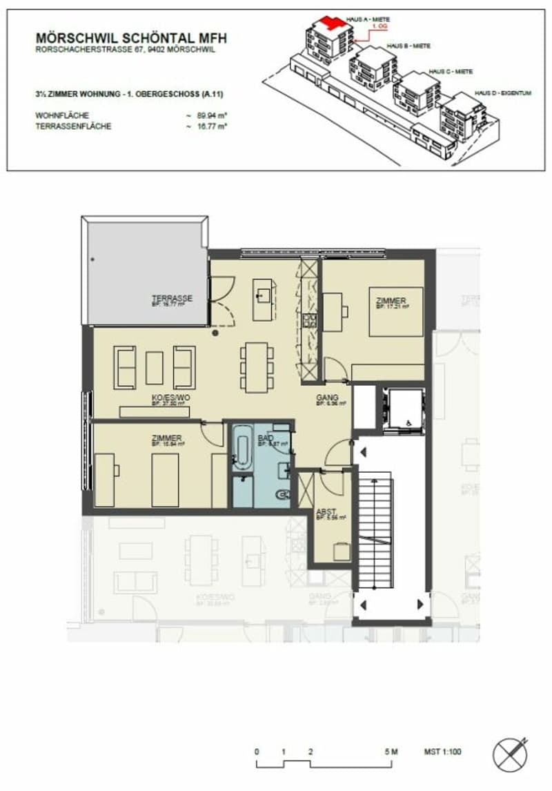 Molto bella e moderna appartamento 3½ locali C.21 al 2° piano, con vista sul verde (7)