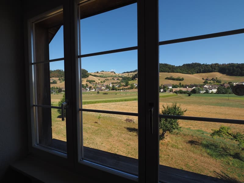 Aussicht von der Essecke im Dachgeschoss