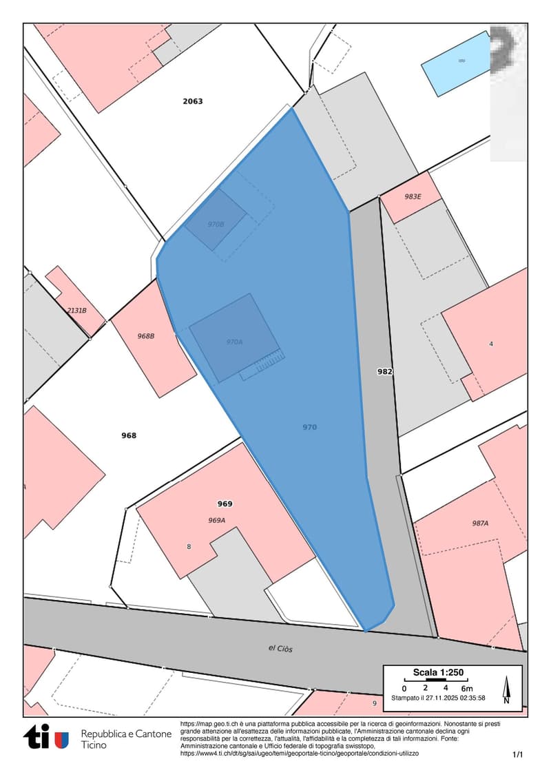 Plot of land with various zones and lot numbers