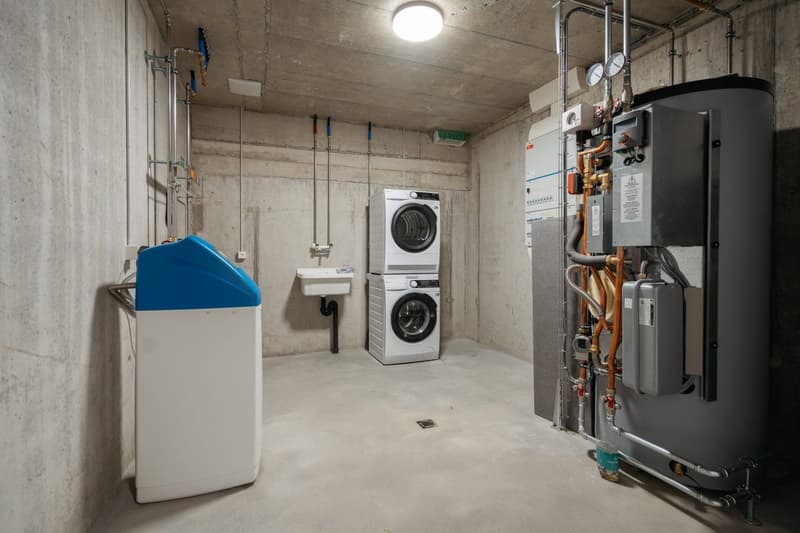 Technikraum mit WM & WT und Entkalkungsanlage