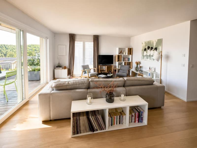Contemporary 5.5-room apartment with terrace, garden and lake view (2)