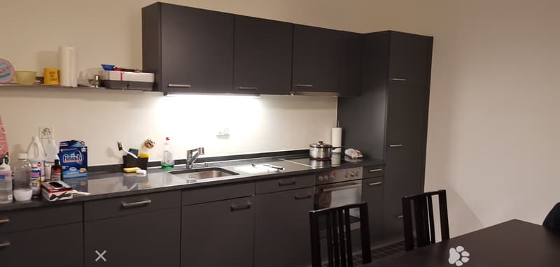 Kitchen with modern cabinets, granite countertops, stainless steel appliances, and a dishwasher.
