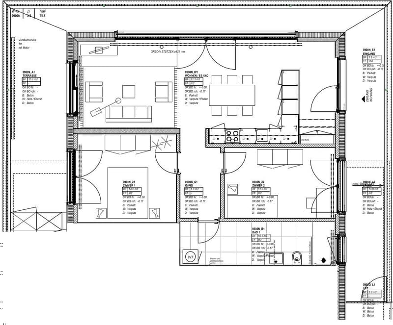 Grundrissplan Nord 0900N 3.5 ZWG