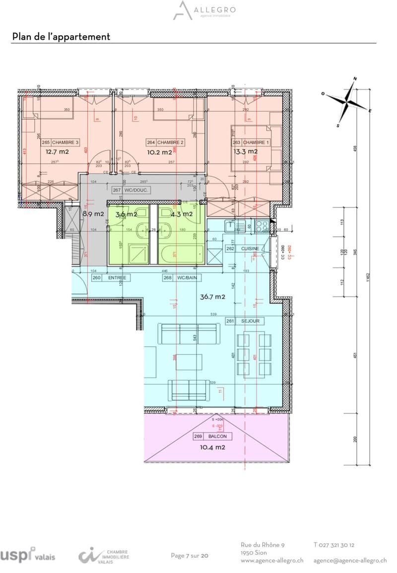 Sion/Pont-de-la-Morge, schönes 4.5-Zimmer-Apartment mit 104 m2, Balkon und 2 Parkplätzen (21)