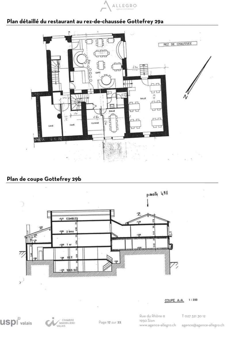 Saxon, lot de 2 immeubles de rendement, 11 appartements, 1 restaurant, 1 commerce, 9 pl. de parc (15)