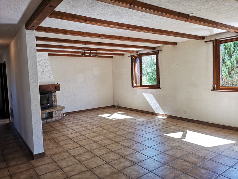 Grande maison 5.5pces, env. 120m2, terrain 802m2, avec garage, places de parc, terrasse, bûcher (22)