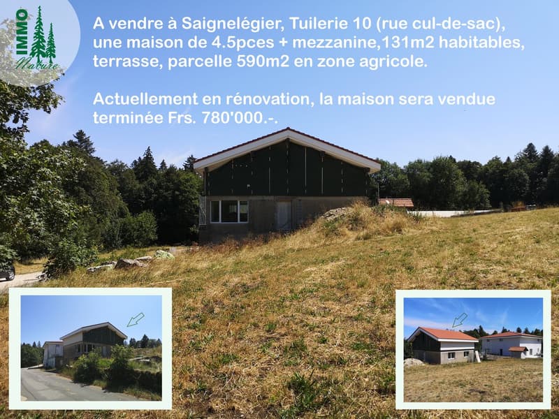 Maison de 4.5pces + mezzanine en périphérie de Saignelégier, sera vendue complètement rénovée (1)