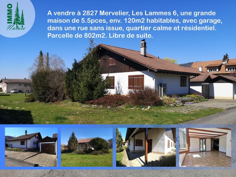 Baisse de prix : maison 5.5pces, env. 120m2, terrain 802m2, avec garage, places de parc, terrasse (1)