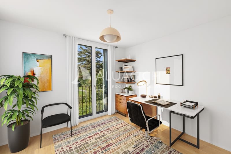 Vom Wohnzimmer geht's zu einem der Zimmer, das als Büro und/oder als Gästezimmer benutzt werden kann