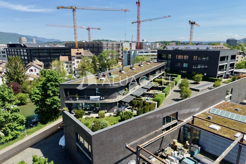 Erfrischung und Befügelung auch auf der Dachterasse des Gebäudes