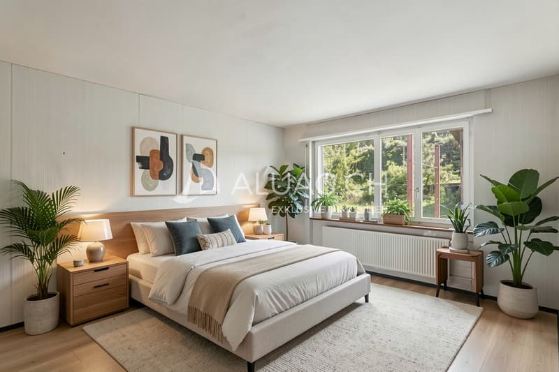 Dieser Raum lässt sich ideal in ein gemütliches Schlafzimmer verwandeln