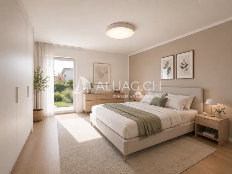 Grosszügiges Schlafzimmer mit Comfort. Welche Materialien suchen Sie hier aus?