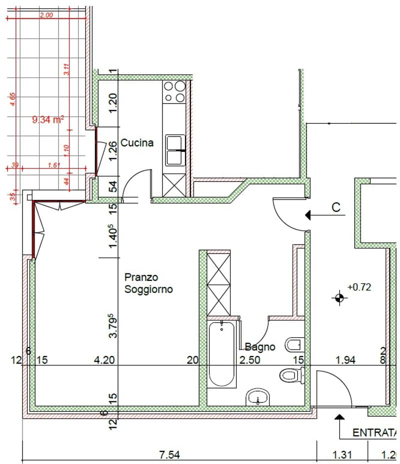 Monolocale a Viganello con giardino privato, centrale in Via Emilio Rava 1E (9)