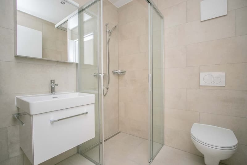 Nasszelle mit Dusche und Toilette