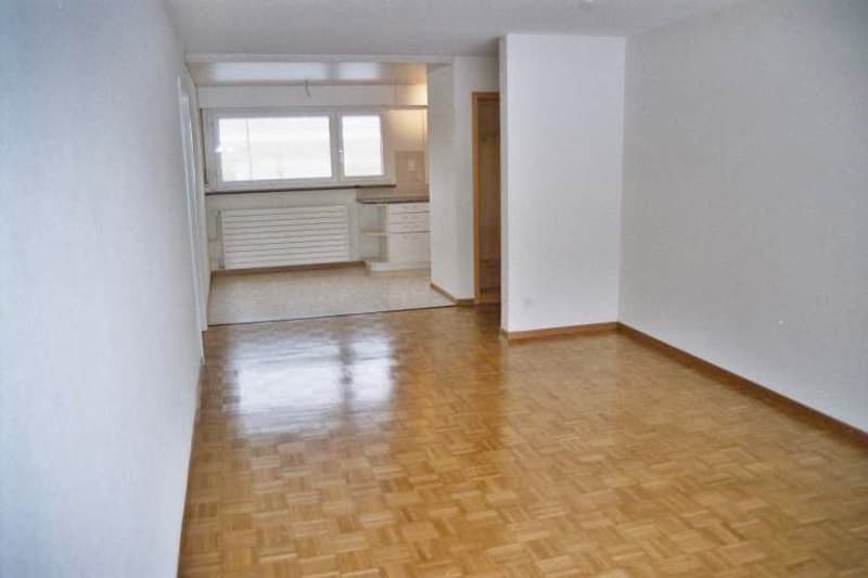 large hallway with wooden floor, white walls, window with double glazing, heating, doors leading to another room