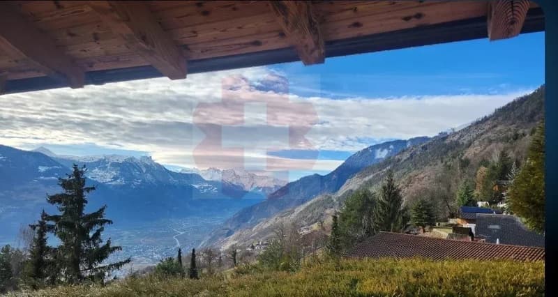 Magnifique chalet en madrier avec vue panoramique sur le Valais (4)