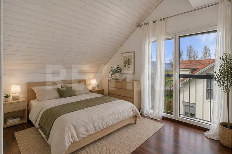Duplex dernier étage | Plafond cathédral, vue 180 Alpes & campagne  Région Rolle/Nyon (5)