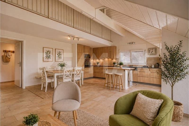 Duplex dernier étage | Plafond cathédral, vue 180 Alpes & campagne Région Rolle/Nyon (3)