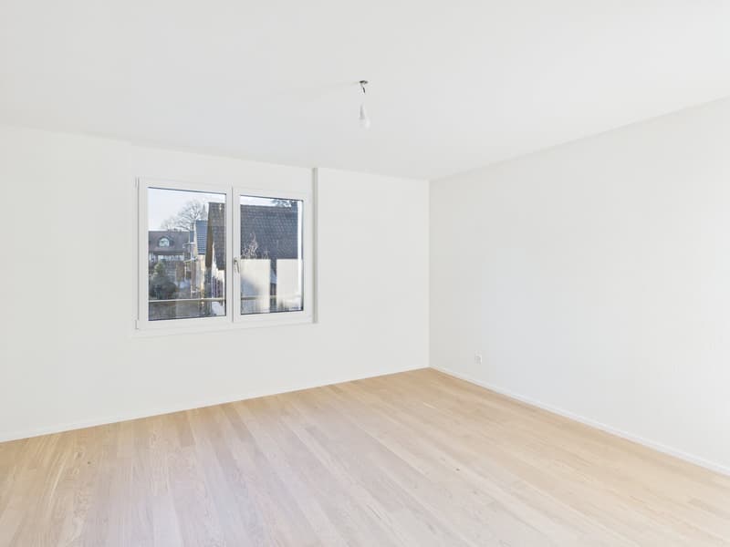 empty room, white walls, wooden floor, glass window, electrical outlet